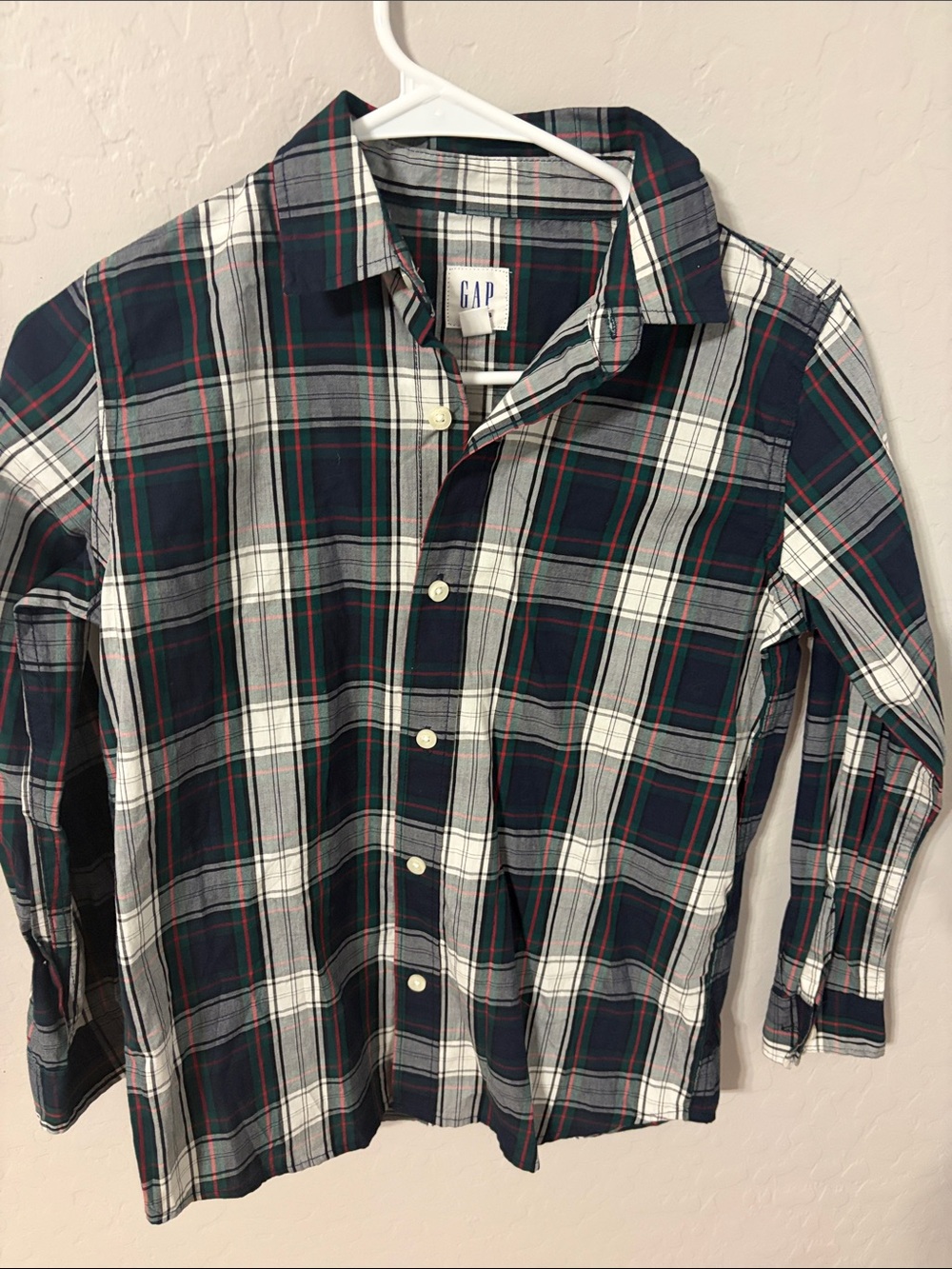 GAP Green, Navy & White Plaid Button-Up Shirt